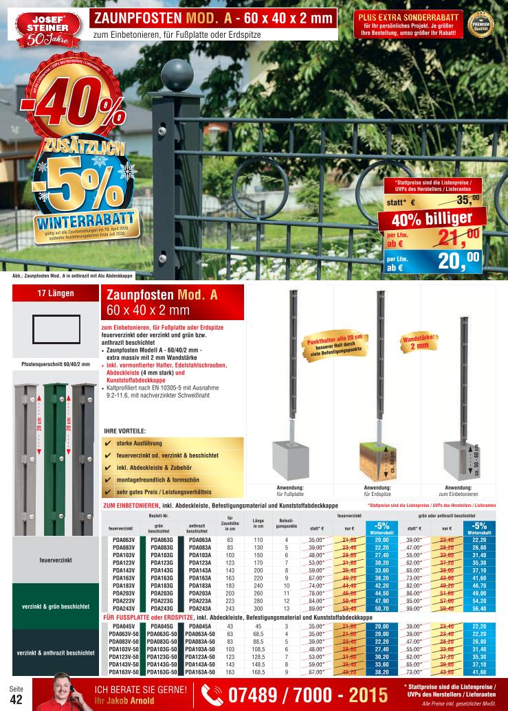 Prospekt von Josef Steiner