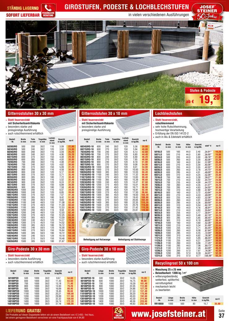 Prospekt von Josef Steiner