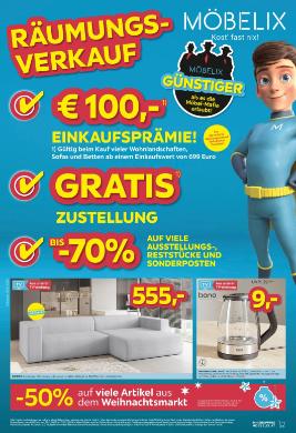 Titelbild des Prospekts von Möbelix Räumungsverkauf