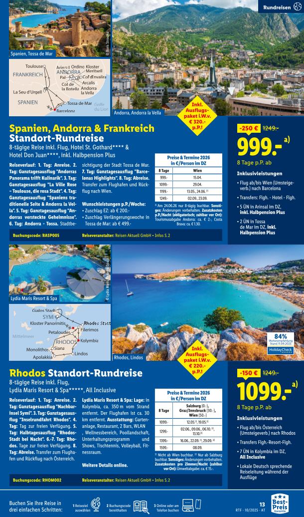 Prospekt von Lidl Reisen