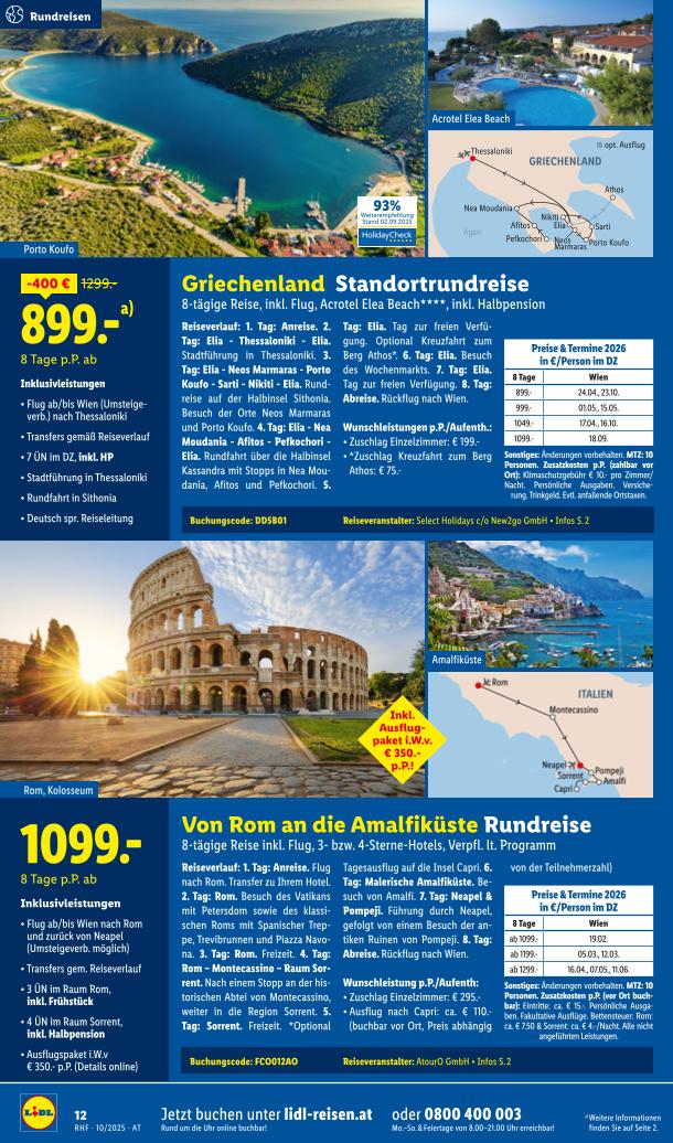 Prospekt von Lidl Reisen