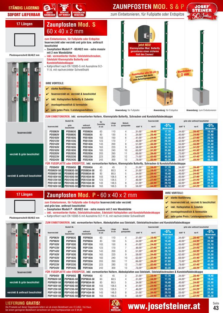 Prospekt von Josef Steiner