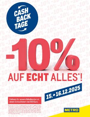 Titelbild des Prospekts von METRO CASH BACK TAGE