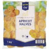 Metro Chef Marillen halbiert, Preisangabe ohne MwSt. (Preis inkl. MwSt. 5,38 €), METRO 1 Kilogramm 1 Packung