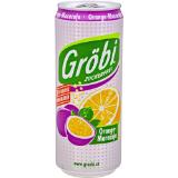 Frucade Orangenfruchtsaftlimonade od. Gröbi Orange-Maracuja Zuckerfrei, Preisangabe ohne MwSt. (Preis inkl. MwSt. 0,66 €), METRO 0.33 Liter 1 Dose