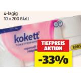 kokett Toilettenpapier 4-lagig, 10 x 200 Blatt HOFER 1 Packung