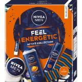 Nivea Men Geschenkset Feel Energetic Dusche, 250ml Deospray, 150ml Creme, 30ml Labello, 4,8g Socken, 1Paar dm 1 Set