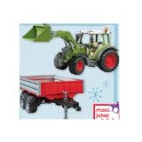 Bruder Spielzeug Fendt Vario 211 mit Frontlader und Bordwandanhänger maxi.preisjoker Maximarkt 1 Set