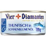 Vier Diamanten Thunfisch div. Sorten, Preisangabe ohne MwSt. (Preis inkl. MwSt. 3,07 €), METRO 195 Gramm 1 Dose