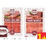 Loidl Haus-Salami, Knoblauchsalami, Bergsalami, Kantwurst, Pfefferblock, Käswurst mit Pfeffer, Breakfast Bacon, Putensalami oder Putenkantwurst Maximarkt 75 Gramm 1 Packung