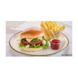 Rösti-Cheeseburger mit Zucchini und Emmentaler dazu Pommes und Ketchup INTERSPAR 1 Set