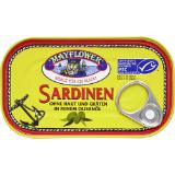 Mayflower Sardinen in Olivenöl, Preisangabe ohne MwSt. (Preis inkl. MwSt. 2,85 €), METRO 120 Gramm 1 Dose