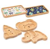 Crofton Bambus Kinderteller/Tablett versch. Farben und Muster HOFER 1 Stück