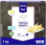 Metro Chef Garnelen Torpedo, Preisangabe ohne MwSt. (Preis inkl. MwSt. 15,06 €), METRO 1 Kilogramm 1 Packung