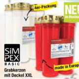 Bild von Simpex Basic Grabkerzen mit Deckel XXL Rot oder Weiß Maximarkt 4 Stück
