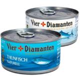 Vier Diamanten Thunfisch Natur od. in Sonnenblumenöl Penny 195 Gramm 1 Dose