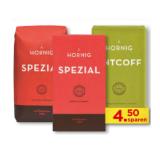Hornig Spezial oder Entkoffeiniert ganze Bohne oder gemahlen Unimarkt 500 Gramm 1 Packung