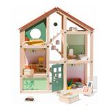 Promotion Bild von Holz-Puppenhaus mit Möbeln, 52 x 24 x 61.5 cm HEMA 1 Set