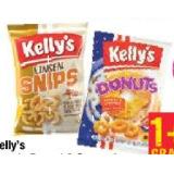 Kelly's Donuts Peanut & Caramel, Erdnuss-, Linsen-, Giant-, oder Käse-Snips versch. Sorten Maximarkt 1 Packung