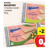 Promotion Bild von Manner Knuspino Haselnuss oder Limette HOFER 110 Gramm 1 Packung