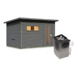 Karibu Saunahaus Carla 6 terragrau HOFER 1 Stück