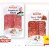 Sorger Ungarische Salami oder Knoblauchsalami, Pizza Salami, Putensalami, Parmesansalami, Sweet Chili Salami oder Landjäger hauchdünn Maximarkt 1 Packung