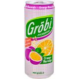 Frucade Orangenfruchtsaftlimonade od. Gröbi OrangeMaracuja Zuckerfrei, Preisangabe ohne MwSt. (Preis inkl. MwSt. 0,71 €), METRO 0.33 Liter 1 Dose