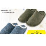 Up 2 Fashion Basics Damen-/Herren-Filzpantoffel versch. Farben und Muster HOFER 1 Paar