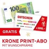 Krone-Print-Abo inkl. € 100,- Geldprämie - Gutschein, Weihnachtsprämie, Krone Vorteilswelt 1 Stück