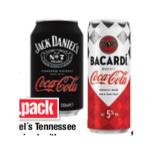 Jack Daniel's Tennessee Whiskey mixed with Coca Cola oder  Bacardi mixed with Coca-Cola Maximarkt 1 Dose