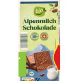 Bio BIO-Fairtrade Schokolade Alpenmilch oder Edelbitter HOFER 100 Gramm 1 Packung
