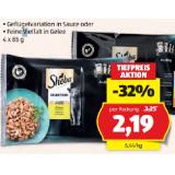 Sheba Katzennassfutter Geflügelvariation in Sauce oder Feine Vielfalt in Gelee HOFER 85 Gramm 4 Stück