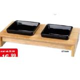Trixie Napf-Set Aus Holz mit 2 Keramiknäpfen 2 Größen DAS FUTTERHAUS 1 Stück