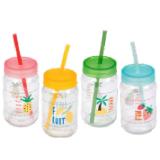 Trinkbecher mit Strohhalm 4 Sort. 370 ml PAGRO & LIBRO 1 Stück