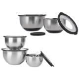 Silvercrest Edelstahl-Rührschüssel-Set 3 Stück mit Deckel oder 2 Stück mit Spritzschutzdeckel Lidl 1 Set