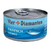Vier Diamanten Thunfisch Natur, in Sonnenblumen-, Raps-, Olivenöl oder mit Chiliöl EUROSPAR 1 Dose