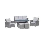 Lounge-Set mit Esstisch Vermont 6-teilig aus Polyrattan Wave Cliff OBI 1 Set