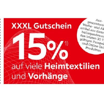Promotion Bild von 15% auf viele Heimtextilien und Vorhänge XXXLutz