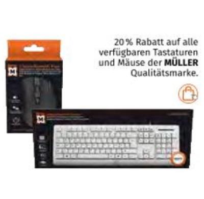 Promotion Bild von 20% Rabatt auf alle verfügbaren Tastaturen und Mäuse der MÜLLER Qualitätsmarke Müller Drogerie