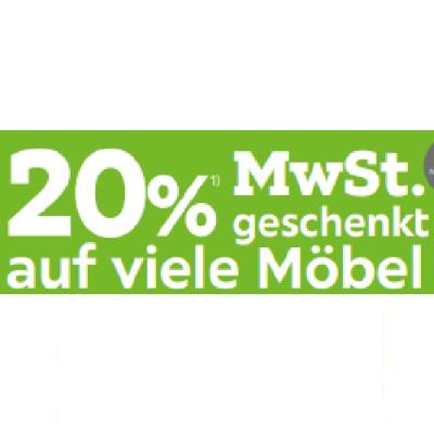 20% MwSt. geschenkt auf viele Möbel mömax