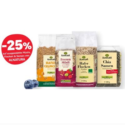 -25% auf ausgewählte Müslis, Flocken & Samen von ALNATURA MPREIS