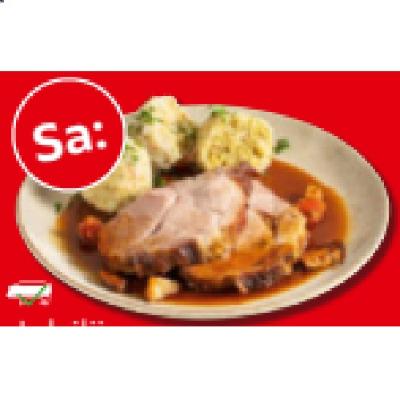 Jubiläums-Schweinebraten je 6,- € XXXLutz