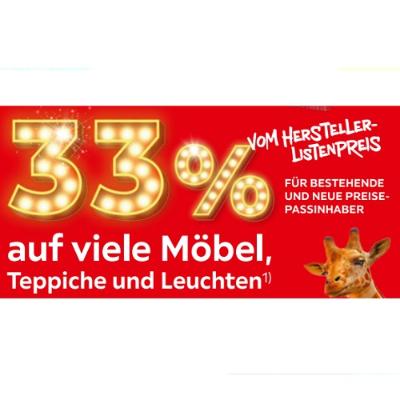 Promotion Bild von 33% auf viele Möbel, Teppiche und Leuchten VOM HERSTELLERLISTENPREIS XXXLutz