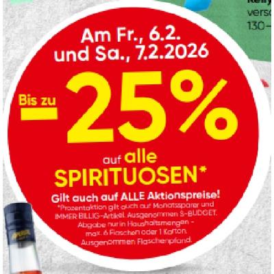 Bis zu -25% auf alle SPIRITUOSEN SPAR