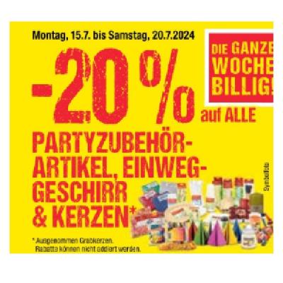 Promotion Bild von -20% auf ALLE PARTYZUBEHÖR-ARTIKEL, EINWEG-GESCHIRR & KERZEN Maximarkt