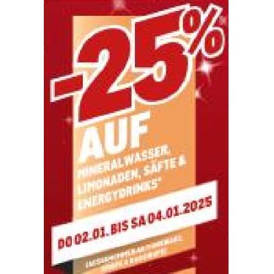 -25% AUF MINERALWASSER, LIMONADEN, SÄFTE & ENERGYDRINKS METRO