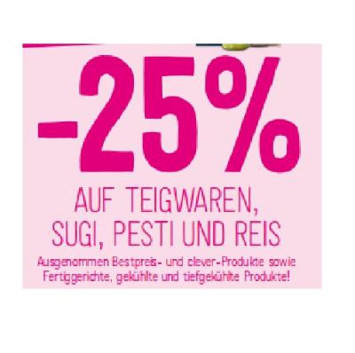 Promotion Bild von -25% AUF TEIGWAREN, SUGI, PESTI UND REIS Sutterlüty