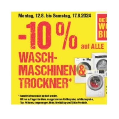Promotion Bild von -10% auf ALLE WASCHMACHINEN & TROCKNER Maximarkt