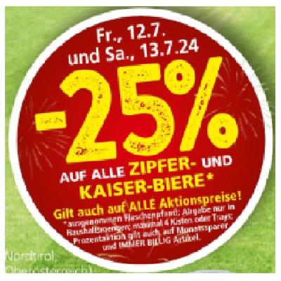 -25% AUF ALLE ZIPFER- UND KAISER-BIERE EUROSPAR
