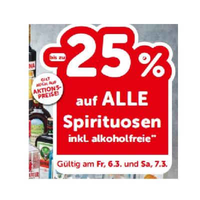 bis zu -25% auf ALLE Spirituosen inkl. alkoholfreie INTERSPAR